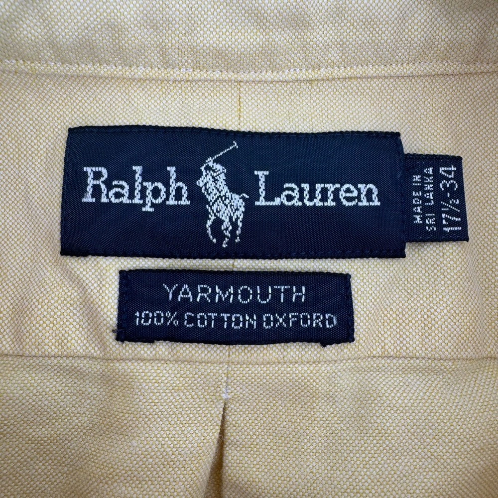 Ralph Lauren Yarmouth Oxford Button Down Shirt Mens 17 1/2 34 Yellow Polo Player - Picture 8 of 11